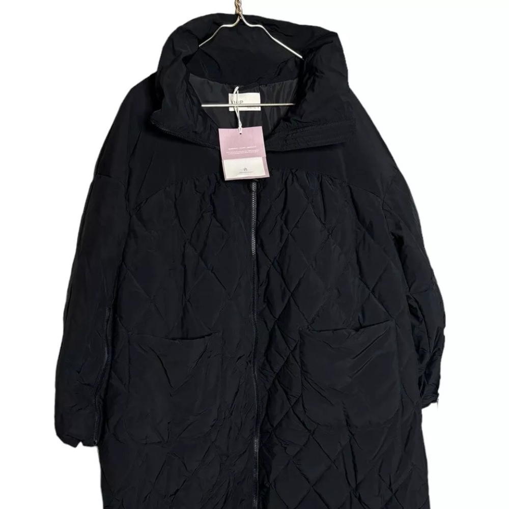 Nap Loungewear Lorelei High Collar Puffer Coat *Oversize Size S Down BLACK NWT